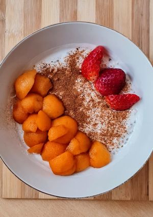 Una foto de Avena trasnochada con yogur de leche A2 de búfala ♥ 🐃