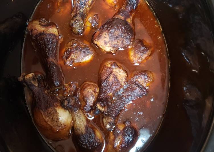 Recipe of Super Quick Homemade Crockpot 2 Step BBQ Chicken legs