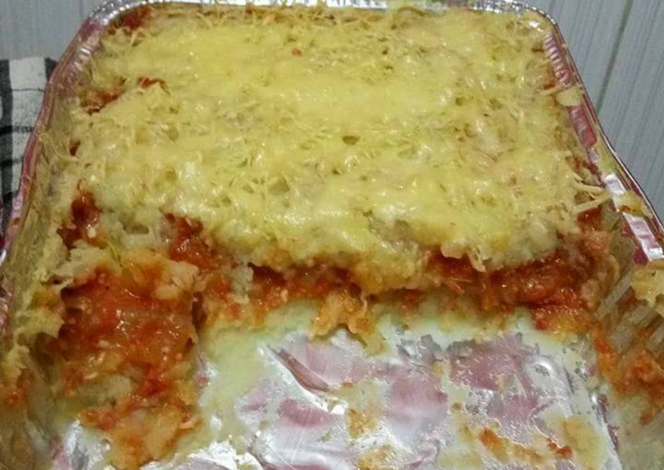 Kentang saos bolognise panggang