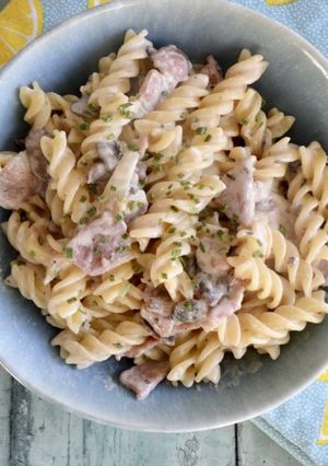 A picture of Pancetta, Mushroom & Garlic Pasta.