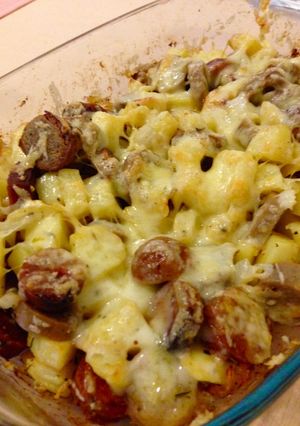Foto resep Sosis dan kentang panggang keju /Oven roasted sausage and potatoes