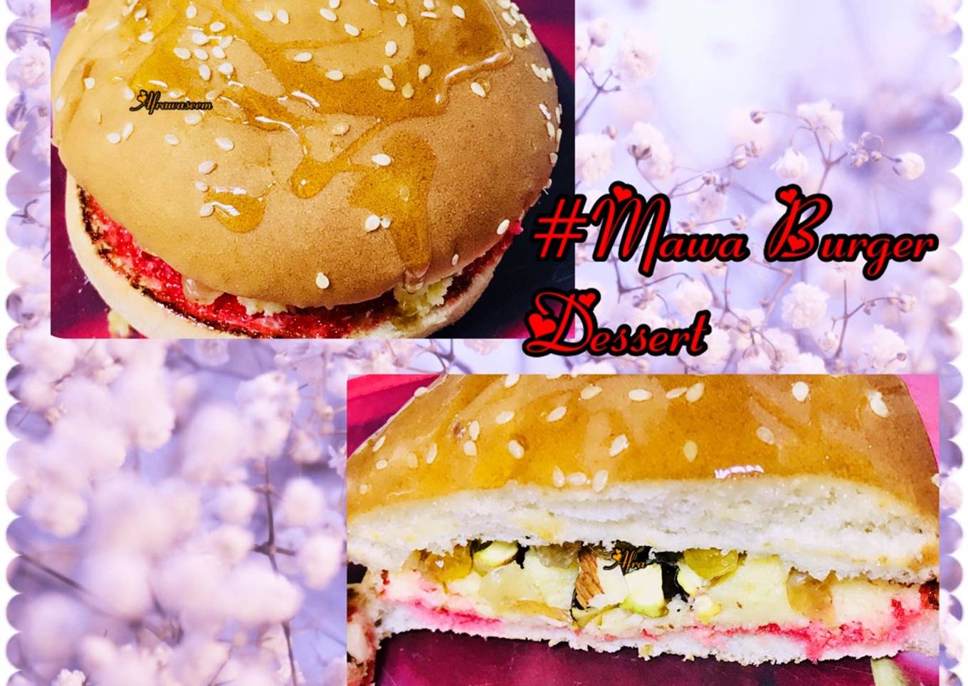 Mawa burger dessert / sweet burger dessert