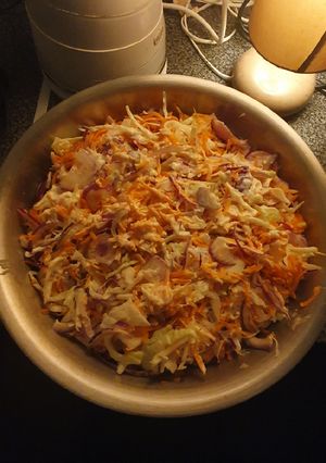 A picture of Homemade Mayonnaise Red Onion Coleslaw.