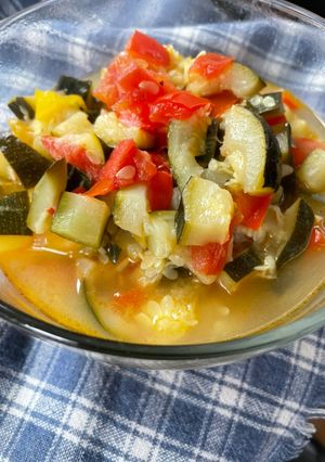 A picture of Zucchini with Bell Peppers.
