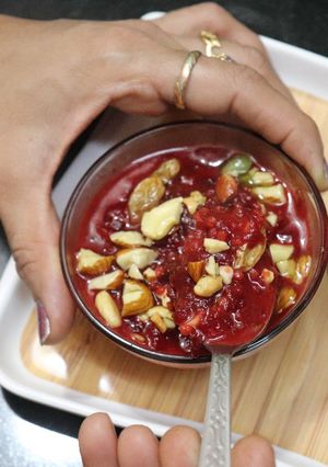 A picture of Millet beet kheer millet beetroot payasa.