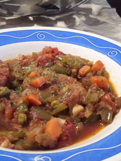 Una foto de Solomillo de Cerdo Ibérico Guisado con Verduritas al P.X
