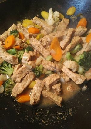 A picture of White pepper Pork Stirfry.