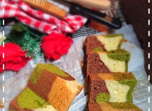 Foto resep Camouflage chiffon cake Matcha vanilla chocolate