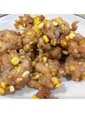 กุ้งหมูปั้นข้าวโพดทอด