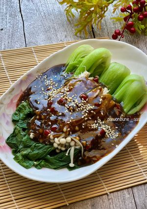 Foto resep Pakcoy Jamur Enoki Saus Tiram