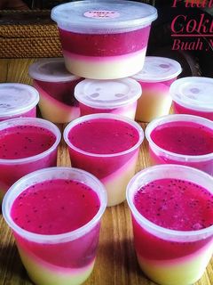 Foto resep Puding Coklat Susu Buah Naga