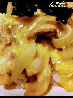 A picture of Easy Chicken and Egg Rice Bowl with Noodle Soup Base.