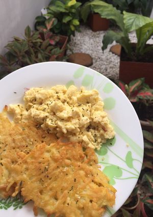 Foto resep Hash brown w scrambled eggs