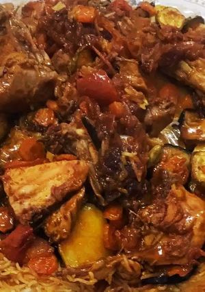 صورة لوصفة مقلوبة الدجاج بالخضار 😋اطباق رمضانيه