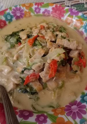 Foto resep Sayur sawi tempe santan simple