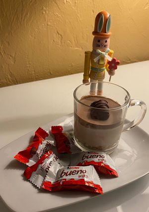 A picture of Hazelnut Cream with Mascarpone and Kinder Bueno.