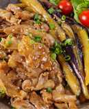 Pork, Eggplant, and Zucchini in Oyster Sauce Glaze