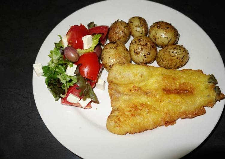 Simple Way to Make Jamie Oliver Beer batter Fish with Rosemary baked potatoes