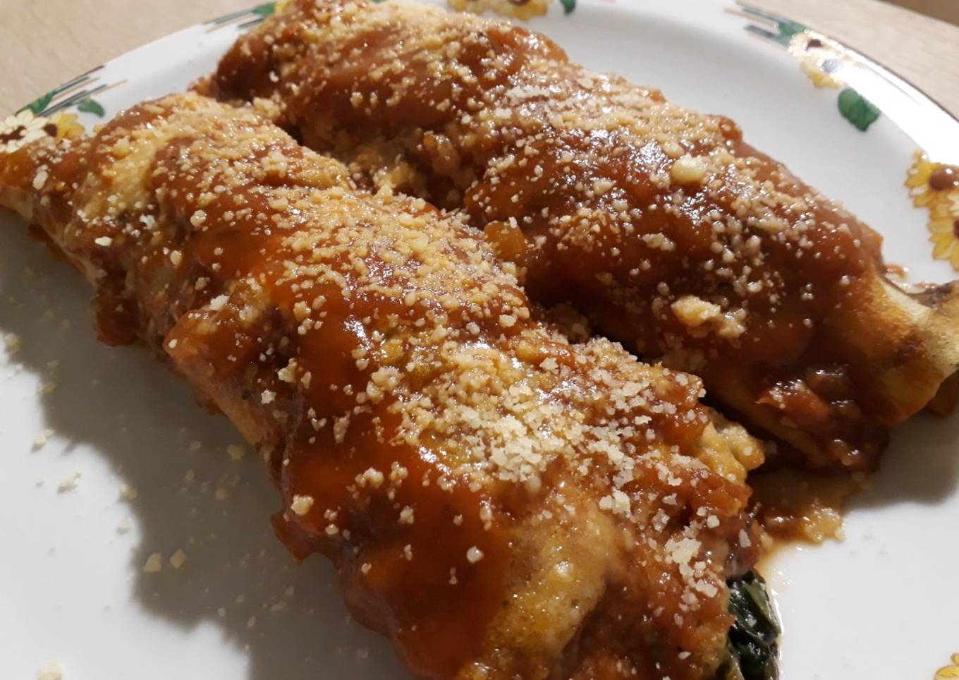 Canelones de acelga, calabaza y queso