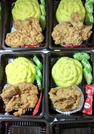 Foto resep Naskung(nasi kuning) ayam krispi