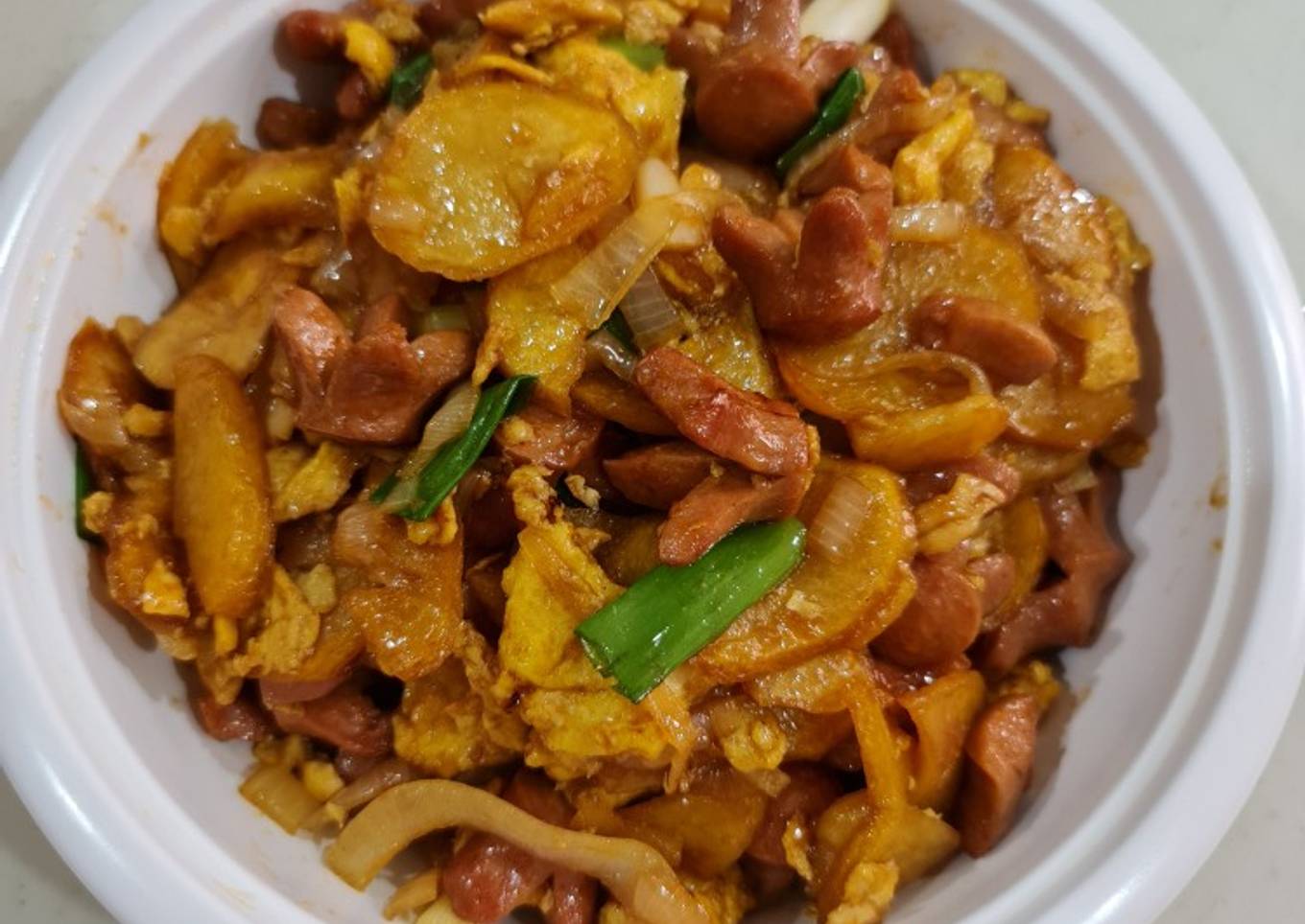 Tumis Sosis Kentang Telur