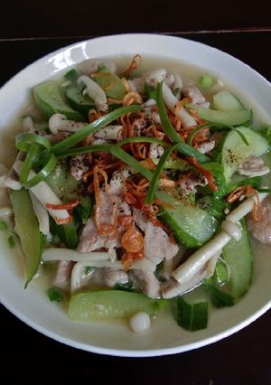 Hình của món Dưa leo Xào Nấm- Thịt.