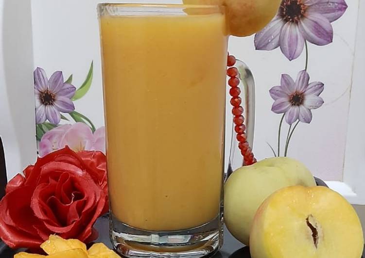 Step-by-Step Guide to Prepare Homemade Mango peach Smoothie 🍑🥭🍑🥭