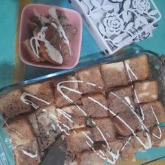 Cinnamon roll french toast (baked) A picture of Cinnamon roll french toast (baked).