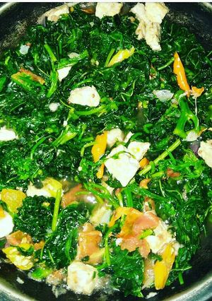 Foto resep Tumis daun singkong sehat tanpa minyak dan non msg