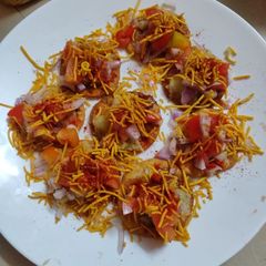 Papdi chat sev poori A picture of Papdi chat sev poori.
