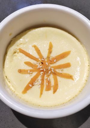 A picture of Steamed Egg with Carrot Decor.