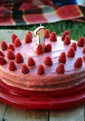 Foto di Pan di Spagna al cioccolato con mousse di lamponi