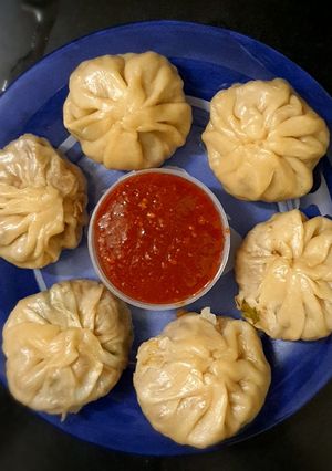 A picture of Keema momos.