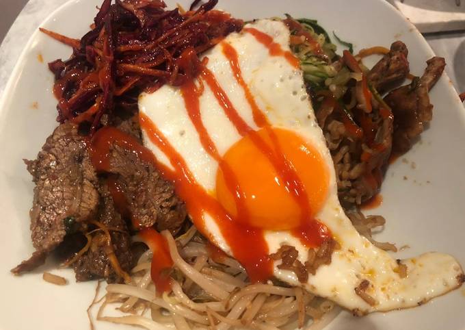 Beef and vegetable Korean rice bowl aka bibimbap