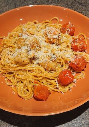 A picture of Pan Seared Scallops With Pasta.