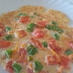 A picture of Omelette for breakfast.