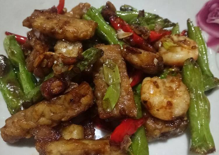 Oseng tempe buncis udang