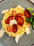 Risotto au safran et aux chips de chorizo