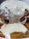 Japanese Hamburg with Curry rice and melted mozzarella cheese
