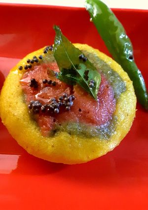 A picture of Rainbow Dhokla.