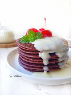 Foto resep Pancake Cokelat Vla Vanilla
