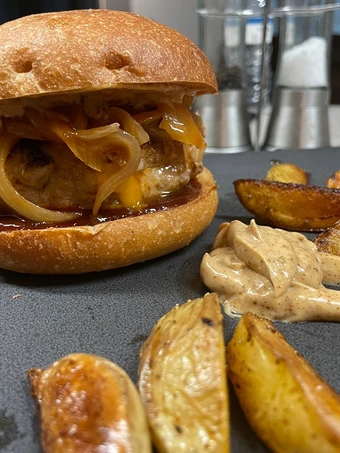 Easy Steps Prepare Recipes BBQ Pork n’ Cheddar Burger the  Makes Drooling Perfect.