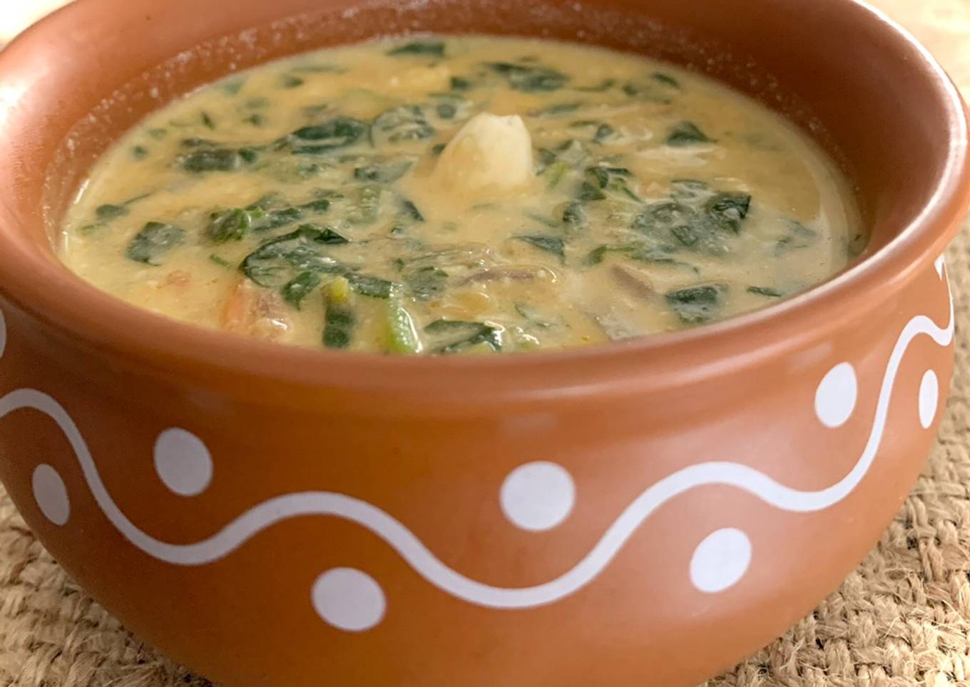 Fresh fenugreek leaves almond soup