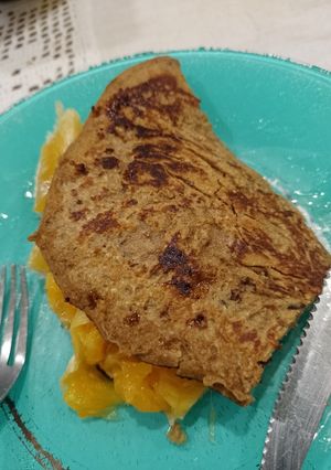 Una foto de Panquequito de avena, naranja y chocolate