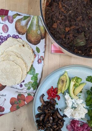 A picture of Black bean veggie tacos.