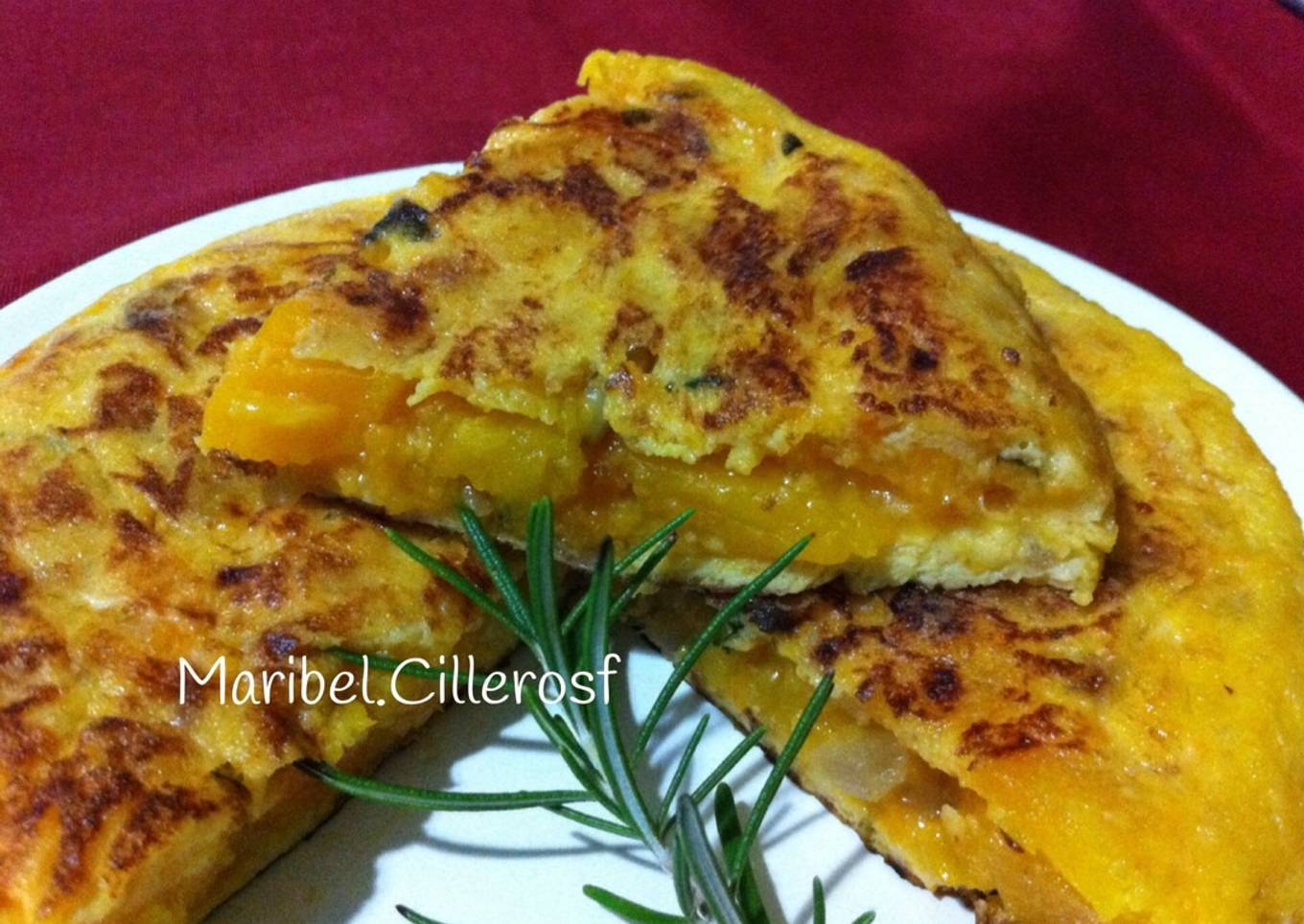 Tortilla de calabaza y cebolla