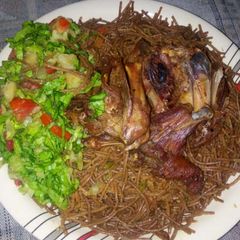A picture of Brown spaghetti.