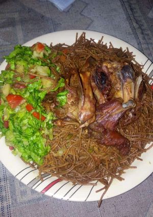 A picture of Brown spaghetti.