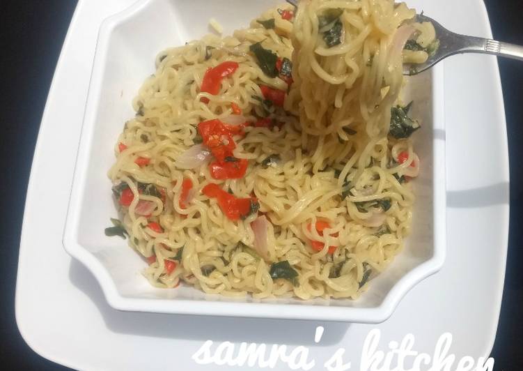 Step-by-Step Guide to Prepare Super Quick Homemade Simple spinach noodle Cooking Basics for Newbies