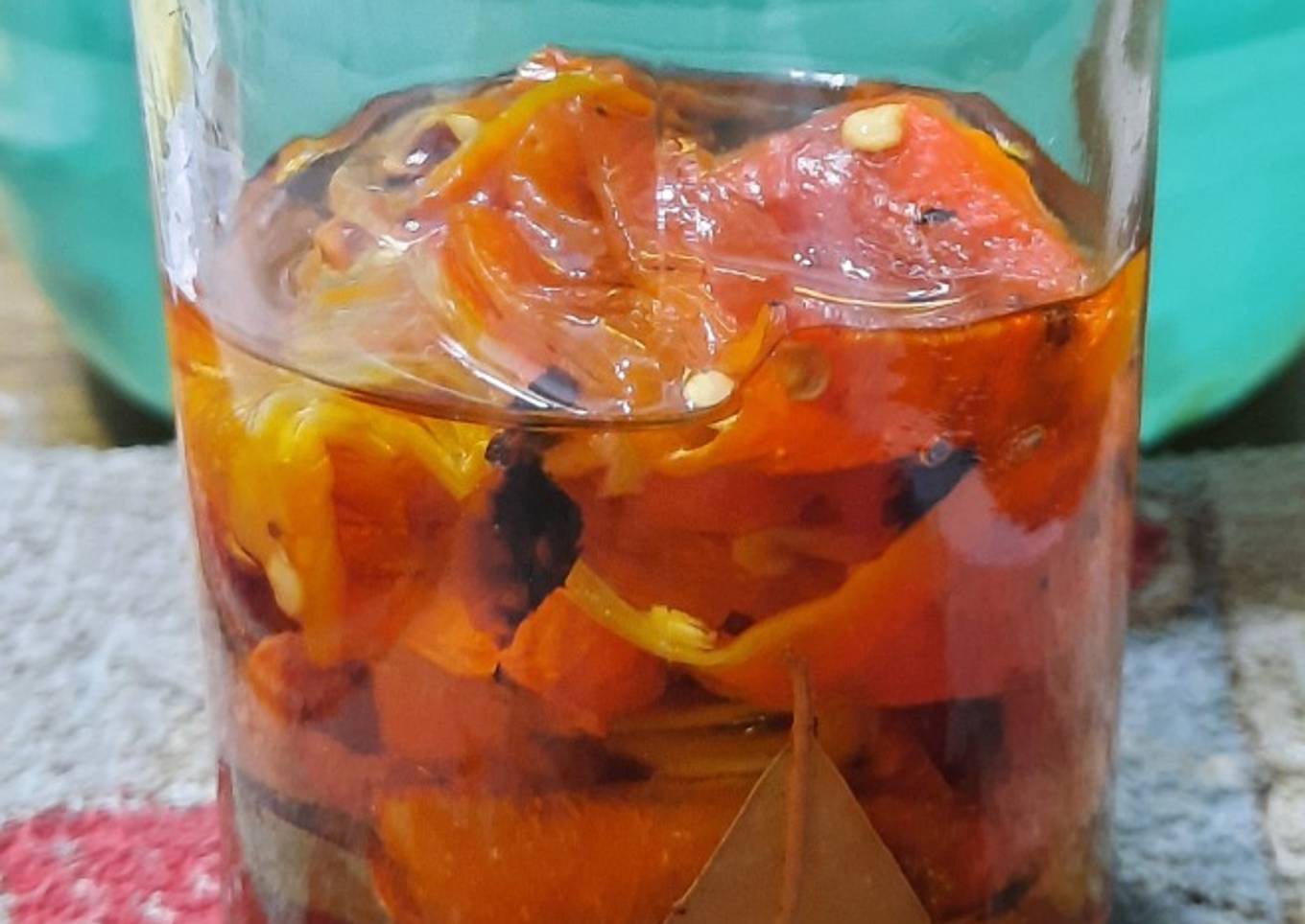 Ajíes, morrones asados en tostadora de chapa